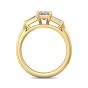 Emerald Cut 3 Stones Diamond Engagement Ring Tapered Baguette Side Stones in 18K Yellow