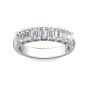 7 Stones Emerald Cut Anniversary Diamond Wedding Band 4 Claw Setting -Platinum