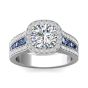 Round Cut Double Claw setting Halo Diamond Engagement Ring -Platinum