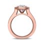 Round Cut Double Claw setting Halo Diamond Engagement Ring -18K Rose