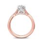 Oval Cut Cross over Double Band Pave Setting Diamond Engagement Ring 4 Claw Setting-18K Rose