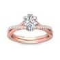 Oval Cut Cross over Double Band Pave Setting Diamond Engagement Ring 4 Claw Setting-18K Rose