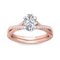 Oval Cut Cross over Double Band Pave Setting Diamond Engagement Ring 4 Claw Setting-18K Rose