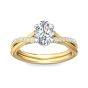 Oval Cut Cross over Double Band Pave Setting Diamond Engagement Ring 4 Claw Setting-18K Yellow