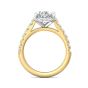 DG & Co. Signature Oval Cut Halo Diamond Engagement Ring 4 Claw Setting Pave Setting Side Stone -18K Yellow