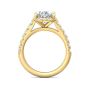 DG & Co. Signature Oval Cut Halo Diamond Engagement Ring 4 Claw Setting Pave Setting Side Stone -18K Yellow