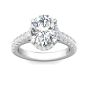 DG & Co. Signature Oval Cut Halo Diamond Engagement Ring 4 Claw Setting Pave Setting Side Stone -Platinum