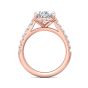 DG & Co. Signature Oval Cut Halo Diamond Engagement Ring 4 Claw Setting Pave Setting Side Stone -18K Rose