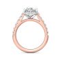 DG & Co. Signature Oval Cut Halo Diamond Engagement Ring 4 Claw Setting Pave Setting Side Stone -18K Rose