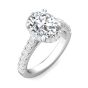 DG & Co. Signature Oval Cut Halo Diamond Engagement Ring 4 Claw Setting Pave Setting Side Stone -Platinum