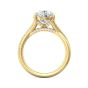 Pear Shape Cross over Double Band Pave Setting Diamond Ring 6 Claw Setting -18K Yellow