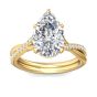 Pear Shape Cross over Double Band Pave Setting Diamond Ring 6 Claw Setting -18K Yellow