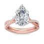 Pear Shape Cross over Double Band Pave Setting Diamond Ring 6 Claw Setting -18K Rose