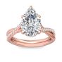 Pear Shape Cross over Double Band Pave Setting Diamond Ring 6 Claw Setting -18K Rose