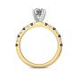 Round Cut 4 Claw Setting Diamond Sapphire Engagement Ring Pave Setting Side Stones -18K Yellow