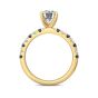 Round Cut 4 Claw Setting Diamond Sapphire Engagement Ring Pave Setting Side Stones -18K Yellow