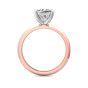 Princess Cut Solitaire Diamond Engagement Ring 4 Claw Setting Knife Edge Band -18K Rose