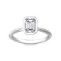 Bezel Set Emerald  Cut Diamond Engagement Ring In a Plain Knife Edge Band -Platinum