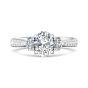 Oval Cut Trilogy 3 Stone 4 Claw Diamond Engagement Ring In a Pave Setting Side Stones-18K White