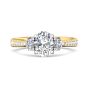 Oval Cut Trilogy 3 Stone 4 Claw Diamond Engagement Ring In a Pave Setting Side Stones-18K Yellow