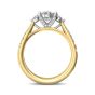 Oval Cut Trilogy 3 Stone 4 Claw Diamond Engagement Ring In a Pave Setting Side Stones-18K Yellow