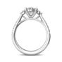 Oval Cut Trilogy 3 Stone 4 Claw Diamond Engagement Ring In a Pave Setting Side Stones-18K White