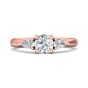 Trilogy Oval Cut Shape Diamond Engagement Ring Side Stones Pear Shape 3 Claw Setting  -18K Rose