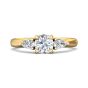 Trilogy Oval Cut Shape Diamond Engagement Ring Side Stones Pear Shape 3 Claw Setting  -18K Yellow