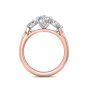 Trilogy Oval Cut Shape Diamond Engagement Ring Side Stones Pear Shape 3 Claw Setting  -18K Rose