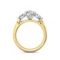 Trilogy Oval Cut Shape Diamond Engagement Ring Side Stones Pear Shape 3 Claw Setting  -18K Yellow