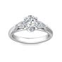 Trilogy Oval Cut Shape Diamond Engagement Ring Side Stones Pear Shape 3 Claw Setting  -18K White