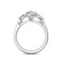 Trilogy Oval Cut Shape Diamond Engagement Ring Side Stones Pear Shape 3 Claw Setting  -18K White