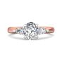 Trilogy Oval Cut Shape Diamond Engagement Ring Side Stones Pear Shape 3 Claw Setting  -18K Rose