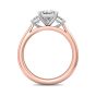 Trilogy 3 Stone 4 Claw Princess Cut Diamond Engagement Ring In a Plain Tapered band -18K Rose