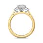 Trilogy 3 Stone 4 Claw Princess Cut Diamond Engagement Ring In a Plain Tapered band -18K Yellow