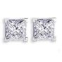 GIA Diamond Stud Earring Princess Cut Corner Claw Setting In 18K White Gold 