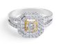 Fancy Yellow Cushion Diamond Double Halo Ring in 18 Karat Gemstone rings