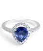 Blue Sapphire Diamond Engagement Ring in 18 Karat White Gold - Gemstone rings
