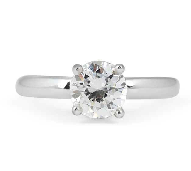 Solitaire Diamond Engagement Ring Hidden Halo 4 Prong Setting  In 18K White Gold 