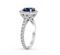 Halo Blue Sapphire Oval Cut Diamond Engagement Ring In 18 Karat White Gold