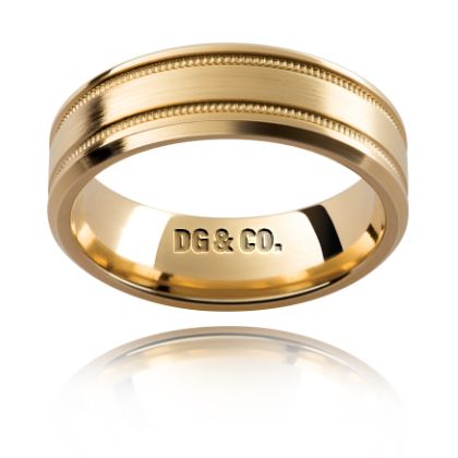 Yellow Gold Gents Wedding Band With Double Milgrain the Ring in 18K Yellow