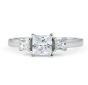 Three-Stone Princess Cut 4 Claw Setting Diamond Engagement Ring In 18K White Gold...