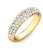 Wide Diamond Wedding Band 3 Row Pave Setting In 18K Yellow Gold 